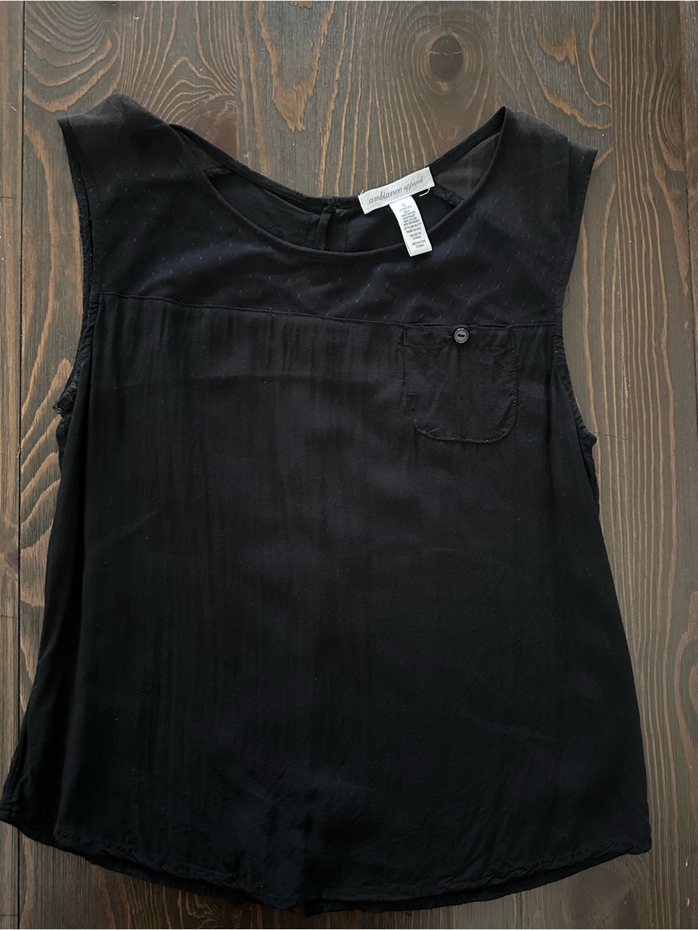 Anthropologie Black Sleeveless Pocket Camisole with Textured Yoke